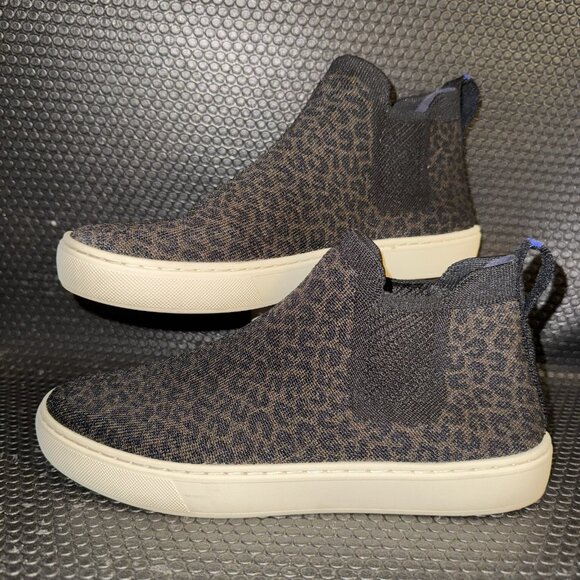 Rothy’s The Chelsea Leopard Print Ankle Boot Hi Top Sneaker Slip On Size 8.5 - Picture 1 of 8